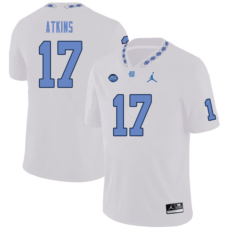 Men #17 Grayson Atkins North Carolina Tar Heels College Football Jerseys Sale-White